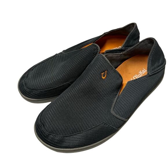 OluKai Nohea Mesh Dark Gray & Orange Slip On Shoes - Men's size 9.5 - Picture 1 of 10